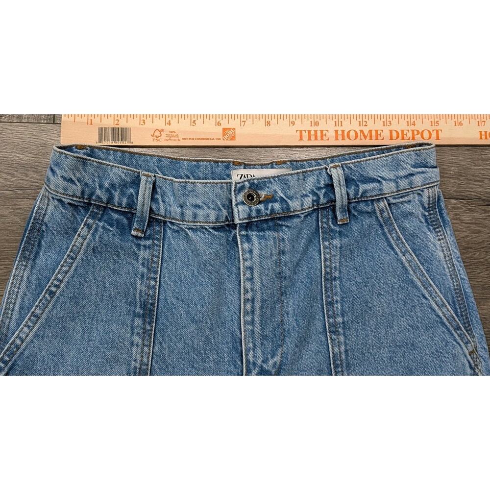 Zara Carpenter Jeans Size 4 Double Knee High Rise Straight - Picture 5 of 8